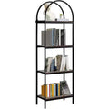 Industrial Open Book Shelves for Living Room,Bookshelf, Arched Bookshelf 4 Tier Bookcase,Display Shelving Unit Storage Rack for Bedroom/Living Room