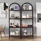 Étagères industrielles ouvertes pour salon, bibliothèque, étagère arquée à 4 niveaux, étagère de rangement pour chambre/salon