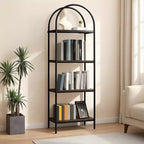 Étagères industrielles ouvertes pour salon, bibliothèque, étagère arquée à 4 niveaux, étagère de rangement pour chambre/salon