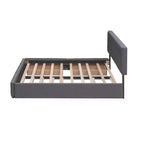 Lit plateforme rembourré Queen Size avec lit gigogne Twin XL, cadre de lit Queen en bois de lin 2 tiroirs pour chambre à coucher