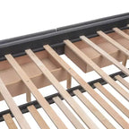 Lit plateforme rembourré Queen Size avec lit gigogne Twin XL, cadre de lit Queen en bois de lin 2 tiroirs pour chambre à coucher