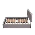 Lit plateforme rembourré Queen Size avec lit gigogne Twin XL, cadre de lit Queen en bois de lin 2 tiroirs pour chambre à coucher