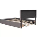 Lit plateforme rembourré Queen Size avec lit gigogne Twin XL, cadre de lit Queen en bois de lin 2 tiroirs pour chambre à coucher