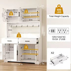 Meuble de cuisine avec éclairage intelligent Bluetooth RVB et rangements de porte, grand buffet de 71 pouces avec prise électrique