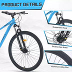 Vélo de montagne Okak 29 pouces à vitesse unique, vélo adulte avec cadre en acier et suspension avant, vélo pour hommes pour les trajets quotidiens, les voyages, la montagne