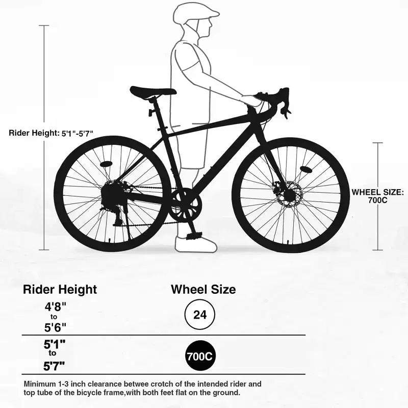 Vélo de Route Okak 700C avec Système 7 Vitesses, Vélo Adulte avec Cadre et Jante en Alliage d'Aluminium, Vélo à Frein à Disque pour Hommes et Femmes