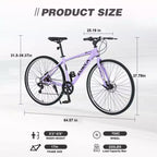 Vélo hybride Okak 700C avec cadre en alliage d'aluminium et freins à double disque, vélo de route à guidon plat, vélo pour adultes pour le cyclisme sur route et les voyages
