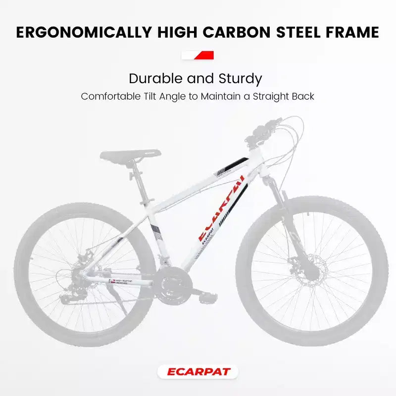 VTT Okak 27 pouces avec fourche suspendue et cadre en aluminium, VTT tout-terrain 21 vitesses avec frein à disque, vélo pour adultes hommes et femmes