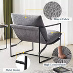 Fauteuil d'appoint Furniliving Sling avec cadre en métal, rembourrage en tissu bouclette confortable pour salon/chambre/bureau à domicile