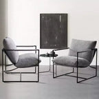 Fauteuil d'appoint Furniliving Sling avec cadre en métal, rembourrage en tissu bouclette confortable pour salon/chambre/bureau à domicile