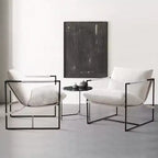 Fauteuil d'appoint Furniliving Sling avec cadre en métal, rembourrage en tissu bouclette confortable pour salon/chambre/bureau à domicile