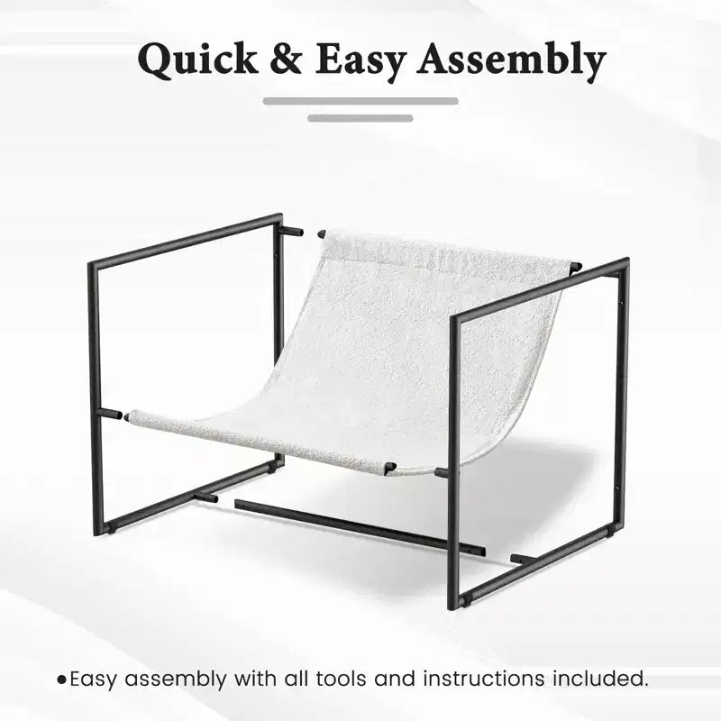 Fauteuil d'appoint Furniliving Sling avec cadre en métal, rembourrage en tissu bouclette confortable pour salon/chambre/bureau à domicile