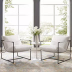 Fauteuil d'appoint Furniliving Sling avec cadre en métal, rembourrage en tissu bouclette confortable pour salon/chambre/bureau à domicile