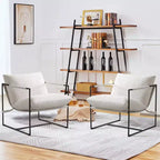 Fauteuil d'appoint Furniliving Sling avec cadre en métal, rembourrage en tissu bouclette confortable pour salon/chambre/bureau à domicile