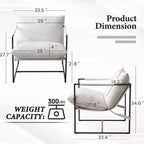 Fauteuil d'appoint Furniliving Sling avec cadre en métal, rembourrage en tissu bouclette confortable pour salon/chambre/bureau à domicile