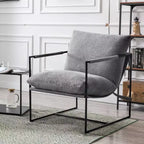 Furniliving Sling Accent Chair with Metal Frame, Comfortable Boucle Fabric Upholstered for Living Room/Bedroom/Home Office