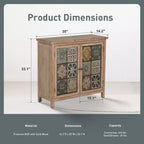 Meuble de Rangement Captiva Designs avec 2 Portes, Motifs Carreaux Vieillis, pour Entrée ou Salon