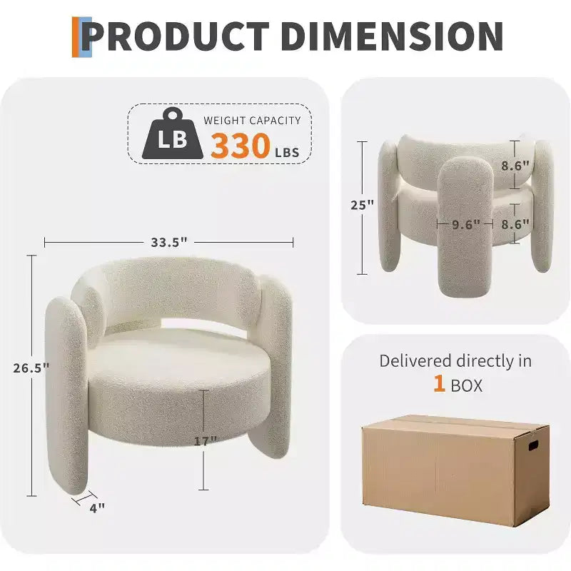 Lot de 2 fauteuils d'appoint modernes en chenille pour salon, fauteuil confortable avec accoudoirs arrondis et dossier ouvert, fauteuil lounge d'appoint d'angle arrondi