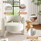 Lot de 2 fauteuils d'appoint modernes en chenille pour salon, fauteuil confortable avec accoudoirs arrondis et dossier ouvert, fauteuil lounge d'appoint d'angle arrondi