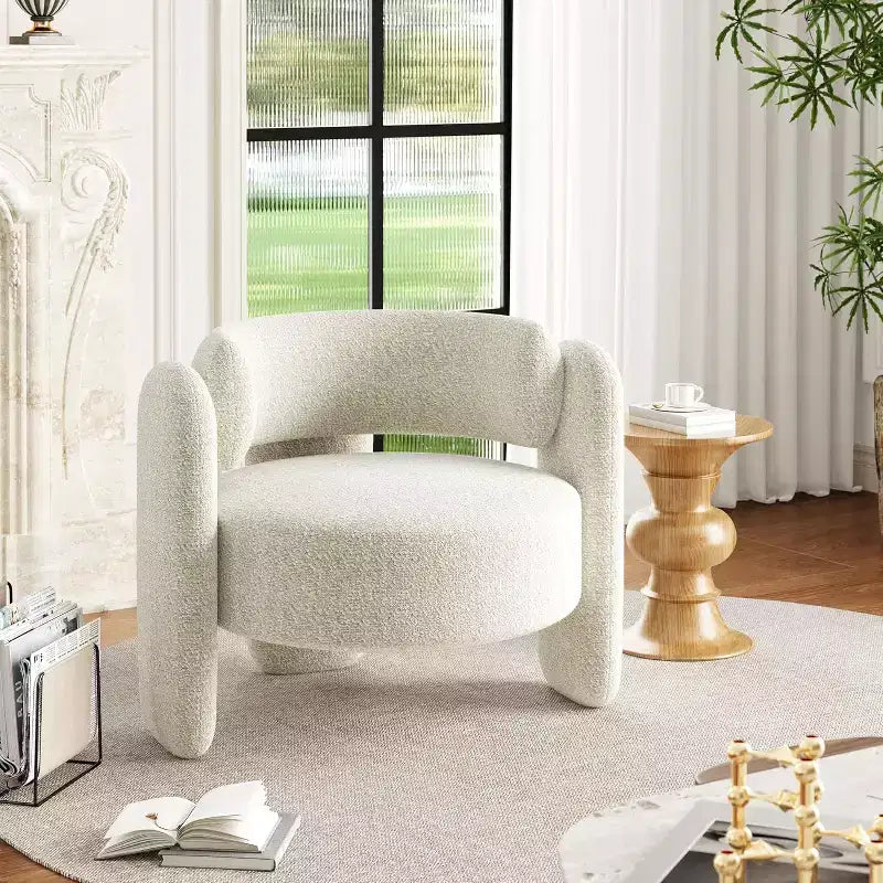 Lot de 2 fauteuils d'appoint modernes en chenille pour salon, fauteuil confortable avec accoudoirs arrondis et dossier ouvert, fauteuil lounge d'appoint d'angle arrondi