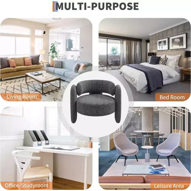 Lot de 2 fauteuils d'appoint modernes en chenille pour salon, fauteuil confortable avec accoudoirs arrondis et dossier ouvert, fauteuil lounge d'appoint d'angle arrondi