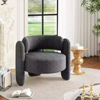 Lot de 2 fauteuils d'appoint modernes en chenille pour salon, fauteuil confortable avec accoudoirs arrondis et dossier ouvert, fauteuil lounge d'appoint d'angle arrondi