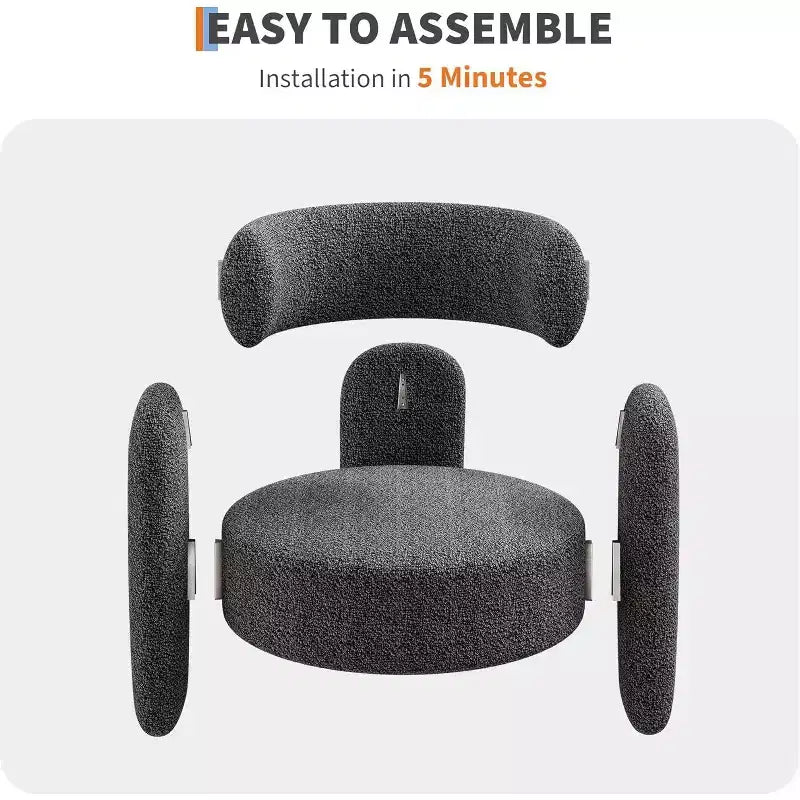Lot de 2 fauteuils d'appoint modernes en chenille pour salon, fauteuil confortable avec accoudoirs arrondis et dossier ouvert, fauteuil lounge d'appoint d'angle arrondi