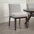 Royal Hampton Side Dining Chair Set of 2, Soft Gray Linen, Dark Brown Wood