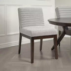 Royal Hampton Side Dining Chair Set of 2, Soft Gray Linen, Dark Brown Wood