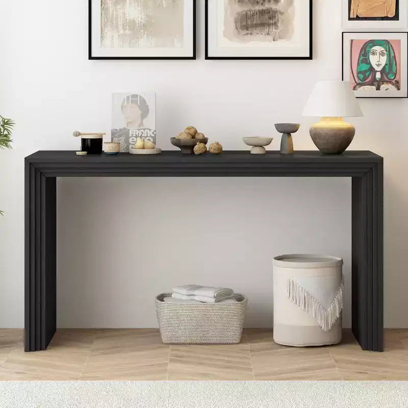 Console en bois minimaliste, table d'entrée cannelée moderne pour salon et entrée