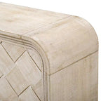 Console en bois avec meuble de rangement, table d'entrée moderne avec lattes en bois tressées pour le salon et l'entrée