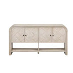 Console en bois avec meuble de rangement, table d'entrée moderne avec lattes en bois tressées pour le salon et l'entrée