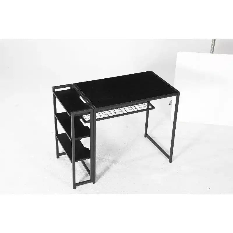 Table basse/bureau pliable de 35 pouces avec étagères de rangement, peu encombrant, robuste et durable, aucun assemblage requis.