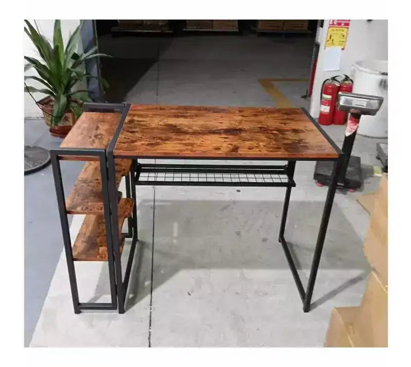 Table basse/bureau pliable de 35 pouces avec étagères de rangement, peu encombrant, robuste et durable, aucun assemblage requis.