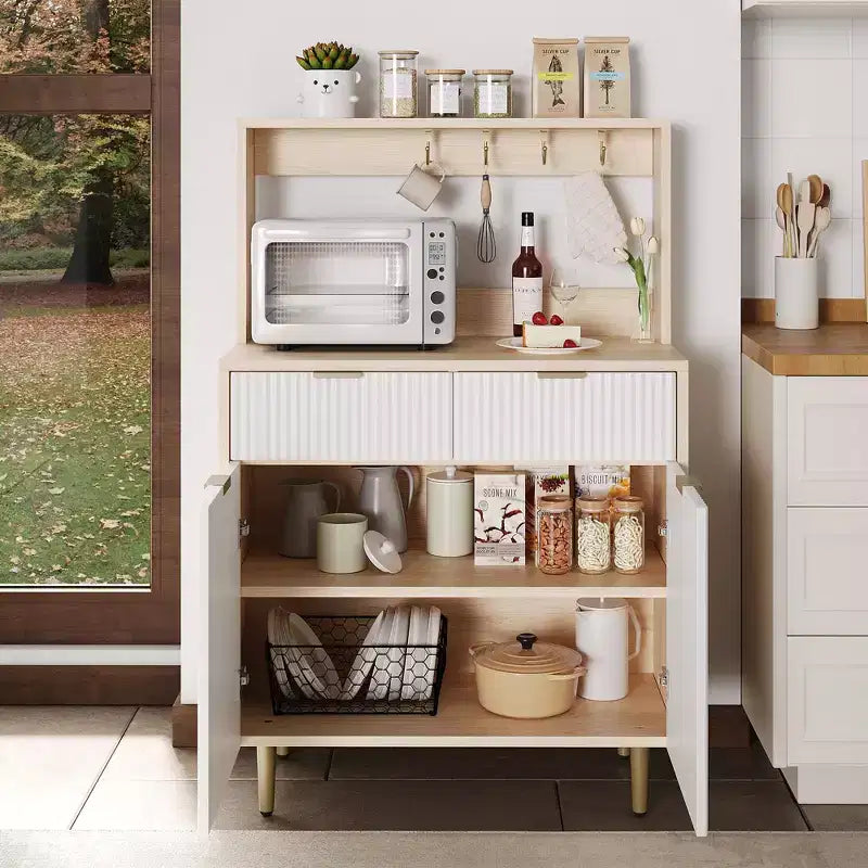 Bahut de salle à manger avec rangement, meuble de bar à café moderne avec étagères réglables et 2 tiroirs, console de buffet en bois pour salon et salle à manger