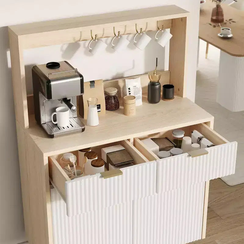 Bahut de salle à manger avec rangement, meuble de bar à café moderne avec étagères réglables et 2 tiroirs, console de buffet en bois pour salon et salle à manger