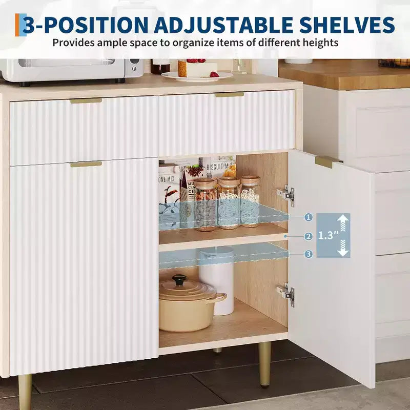 Bahut de salle à manger avec rangement, meuble de bar à café moderne avec étagères réglables et 2 tiroirs, console de buffet en bois pour salon et salle à manger