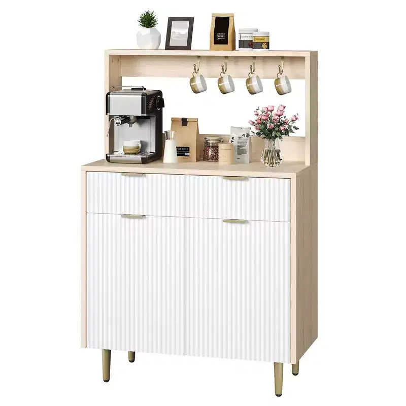 Bahut de salle à manger avec rangement, meuble de bar à café moderne avec étagères réglables et 2 tiroirs, console de buffet en bois pour salon et salle à manger