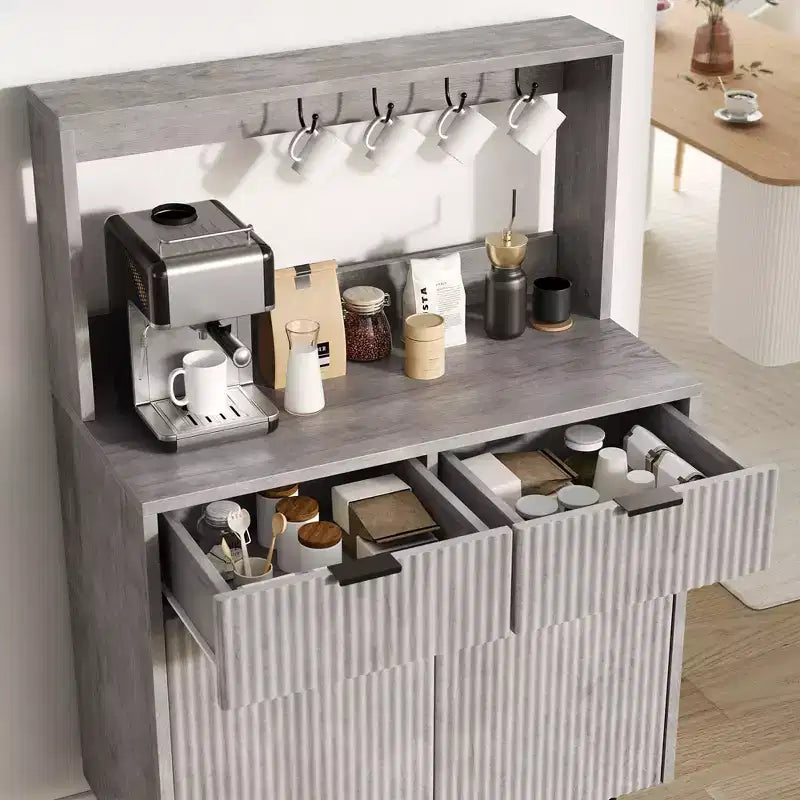 Bahut de salle à manger avec rangement, meuble de bar à café moderne avec étagères réglables et 2 tiroirs, console de buffet en bois pour salon et salle à manger