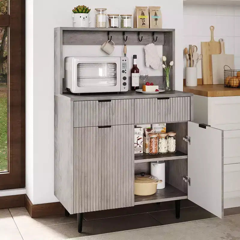Bahut de salle à manger avec rangement, meuble de bar à café moderne avec étagères réglables et 2 tiroirs, console de buffet en bois pour salon et salle à manger