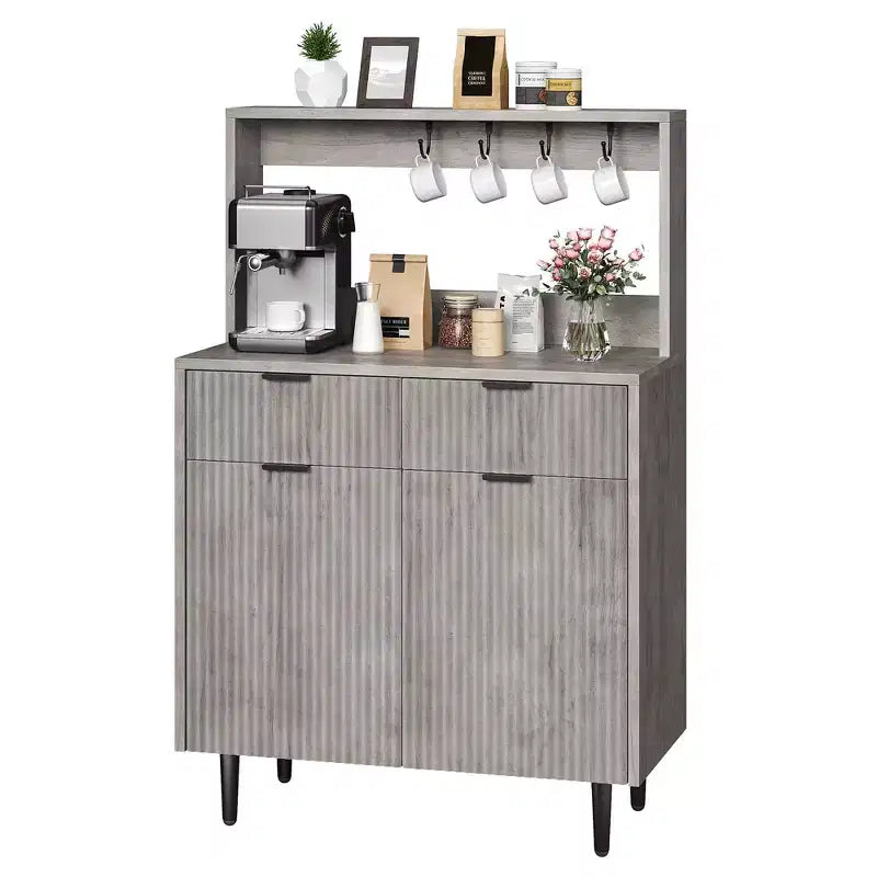Bahut de salle à manger avec rangement, meuble de bar à café moderne avec étagères réglables et 2 tiroirs, console de buffet en bois pour salon et salle à manger