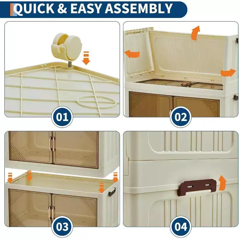 Tiroirs de rangement à 5 niveaux avec roulettes verrouillables, boîtes de rangement avec couvercles, organisateurs de placard et tiroirs de rangement en plastique pour bureau, chambre à coucher