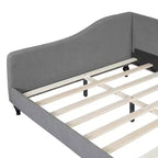 Lit de repos en forme de L capitonné pour deux lits/grand lit, Cadre de lit de repos d'angle en lin avec pieds en bois massif pour salon