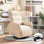 JIONJOY Fauteuil de maternité pivotant à 360° en velours côtelé avec coussin épais, fauteuil confortable à dossier haut - Beige