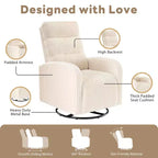 JIONJOY Fauteuil de maternité pivotant à 360° en velours côtelé avec coussin épais, fauteuil confortable à dossier haut - Beige