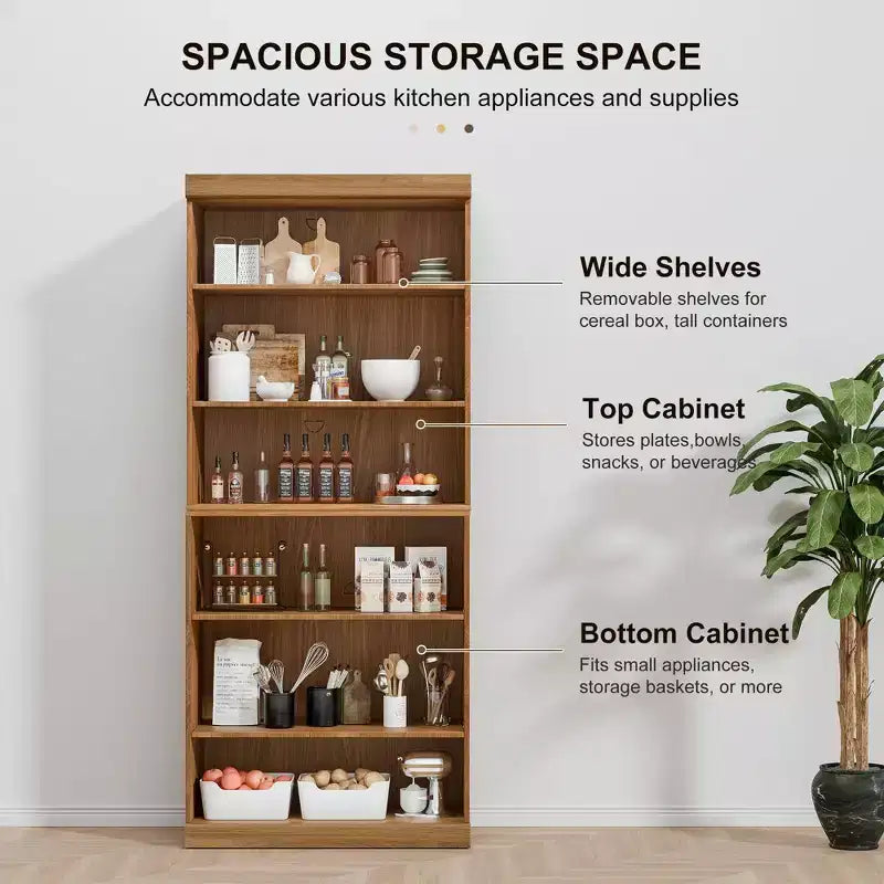 PexFix 36x31x16 Étagère de rangement sans porte en bois Meuble de rangement bibliothèque et bureau pour cuisine, chambre, entrée, salon, salle à manger Naturel