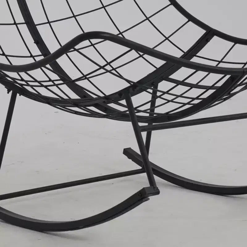 Fauteuil à bascule Papasan surdimensionné avec ottoman et coussin en peluche moelleux, chaise longue avec repose-pieds et cadre en métal robuste, Rocker Egg pour salon
