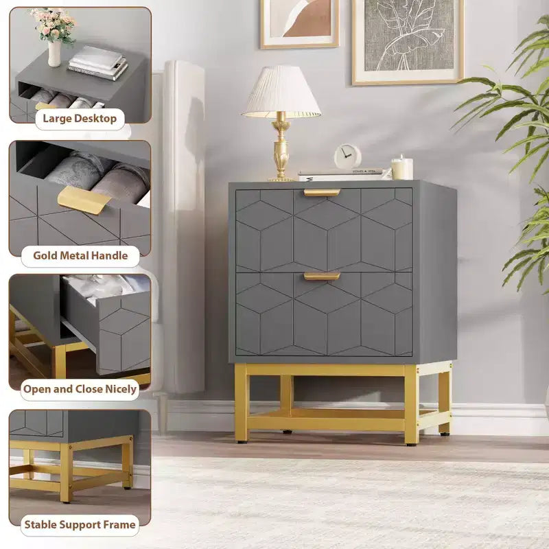 Commode à 2 tiroirs, petite commode, commode de chambre à coucher, salon,