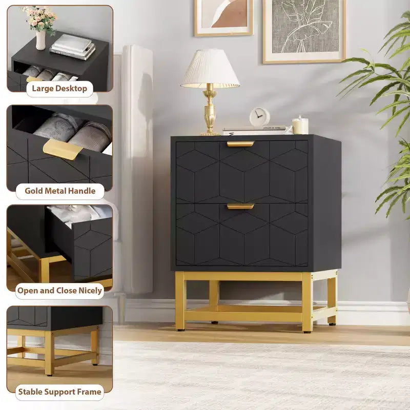 Commode à 2 tiroirs, petite commode, commode de chambre à coucher, salon,