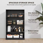 PexFix Armoire de rangement sans porte en bois 49x31x16, bibliothèque et armoire de bureau pour cuisine, chambre à coucher, entrée, salon, salle à manger, noir